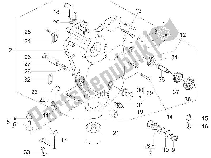 Toutes les pièces pour le Couvercle Magnéto Volant - Filtre à Huile du Piaggio MP3 400 RL Touring 2011