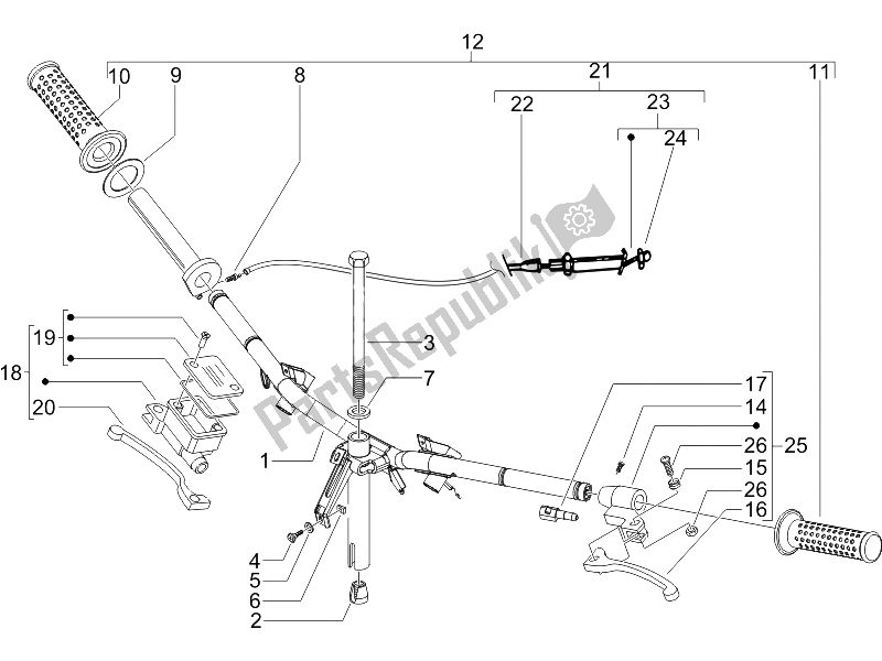 Toutes les pièces pour le Guidon - Master Cil. Du Piaggio ZIP 50 SP Euro 2 2006