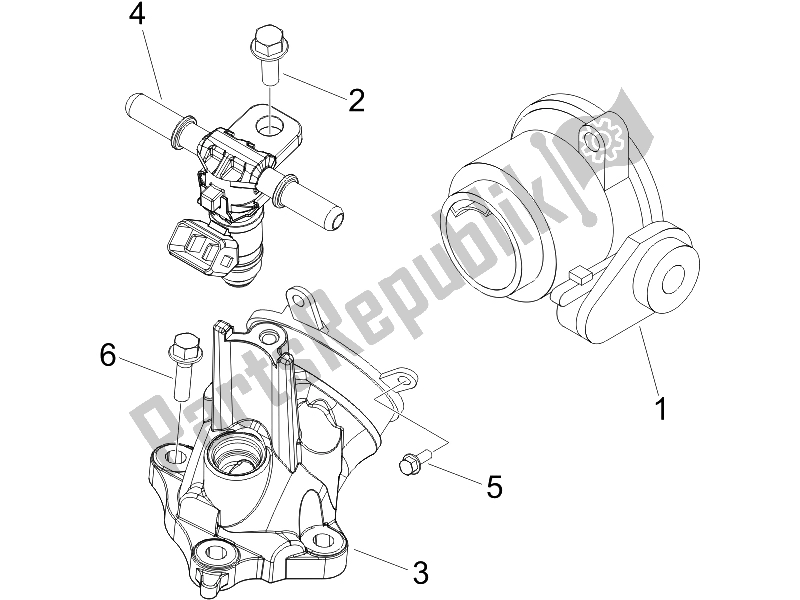 Toutes les pièces pour le Corps De Papillon - Injecteur - Tuyau Union du Piaggio X8 400 IE Euro 3 2006