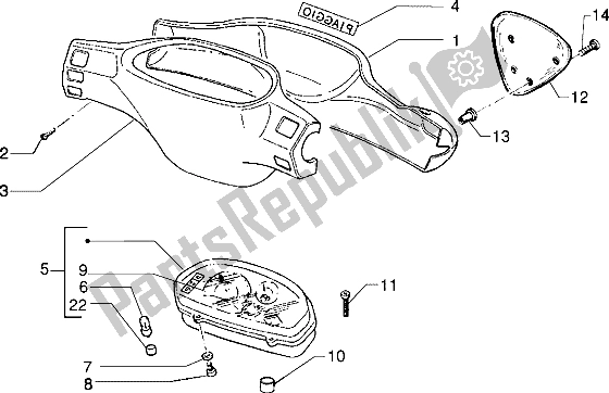 All parts for the Speedometers Kms.-handlebar Covers of the Piaggio NRG MC3 50 2002