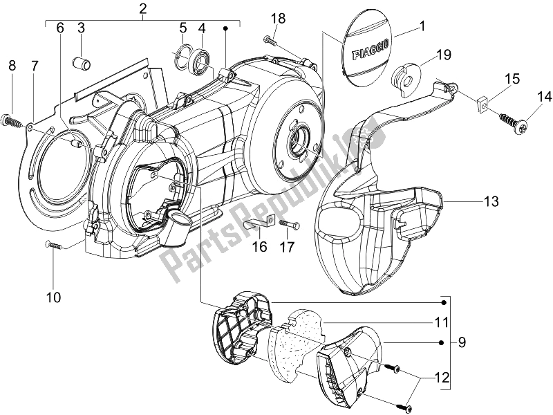 Toutes les pièces pour le Couvercle De Carter - Refroidissement Du Carter du Piaggio Beverly 250 Cruiser E3 2007