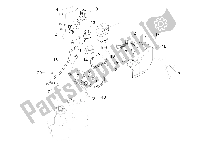 Alle onderdelen voor de Anti-percolatiesysteem van de Piaggio BV 350 4T 4V IE E3 ABS USA 2015