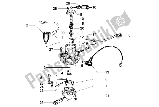 Toutes les pièces pour le Carburateur (2) du Piaggio Hexagon LX 125 1998