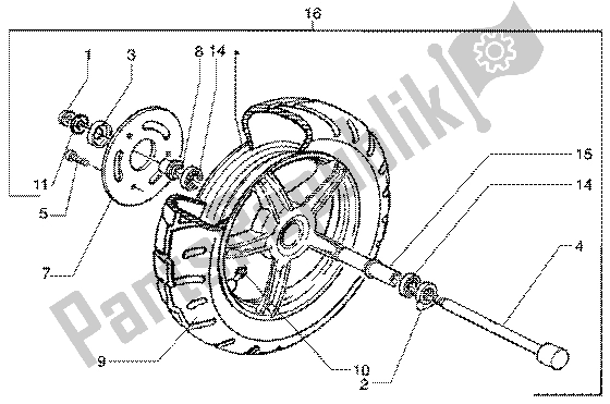 All parts for the Front Wheel of the Piaggio Super Hexagon GTX 125 2003