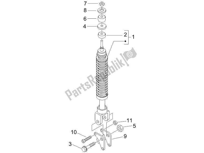 All parts for the Rear Suspension - Shock Absorber/s of the Piaggio FLY 150 4T USA 2007