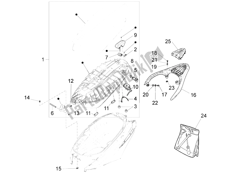 Tutte le parti per il Sella / Sedili del Piaggio FLY 50 4T 4V USA 1 2014