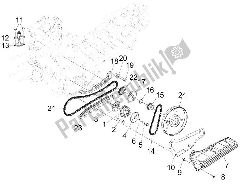 All parts for the Oil Pump of the Piaggio MP3 125 Ibrido 2009