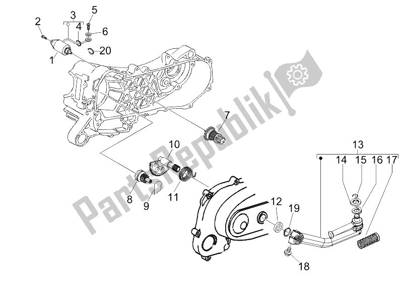 Toutes les pièces pour le Stater - Démarreur électrique du Piaggio FLY 50 4T 2V 25 30 KMH 2012