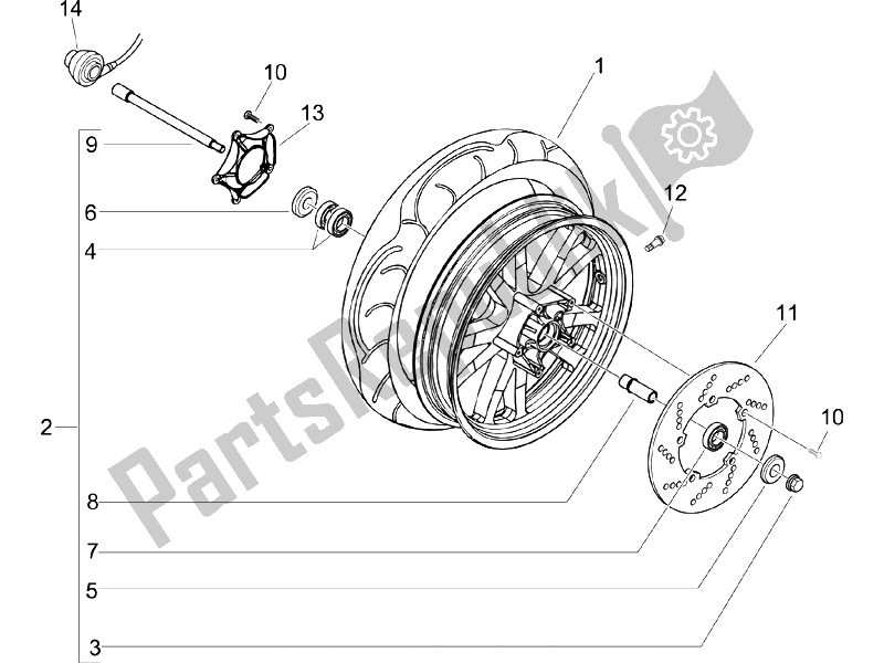 Toutes les pièces pour le Roue Avant du Piaggio Beverly 125 Sport E3 2007