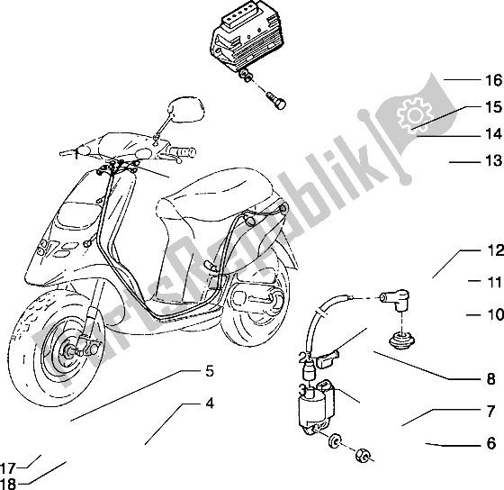 Tutte le parti per il Dispositivi Elettrici del Piaggio Typhoon 125 X 2000