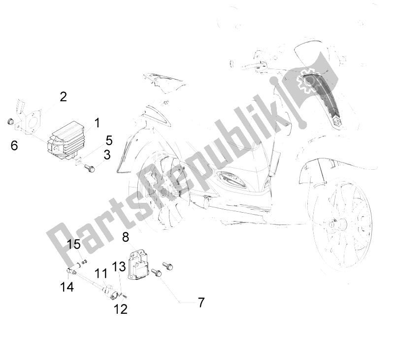 All parts for the Voltage Regulators - Electronic Control Units (ecu) - H. T. Coil of the Piaggio Liberty 125 4T 2V E3 2009