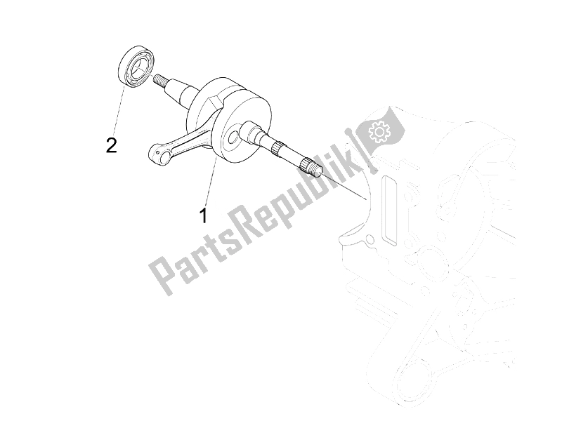All parts for the Crankshaft of the Piaggio FLY 50 4T USA 2007