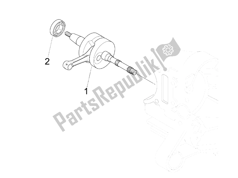 All parts for the Crankshaft of the Piaggio FLY 50 4T USA 2007