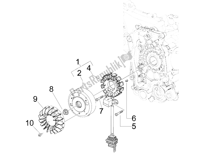 Toutes les pièces pour le Volant Magnéto du Piaggio FLY 50 4T 2V 25 30 KMH 2012