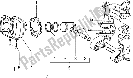 All parts for the Cylinder-piston-wrist Pin, Assy of the Piaggio ZIP SP 50 1996