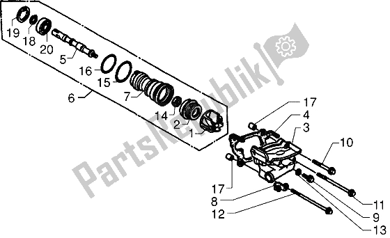 All parts for the Water Pump of the Piaggio X9 250 2006