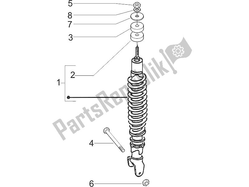 All parts for the Rear Suspension - Shock Absorber/s of the Piaggio ZIP 100 4T Vietnam 2011