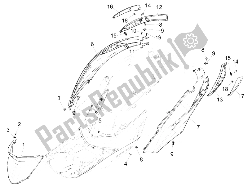 Wszystkie części do Boczna Os? Ona - Spojler Piaggio Liberty 50 Iget 4T 3V Emea 2015