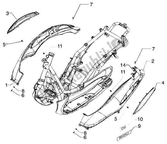 Toutes les pièces pour le Revêtements Latéraux du Piaggio Beverly 250 RST 2004