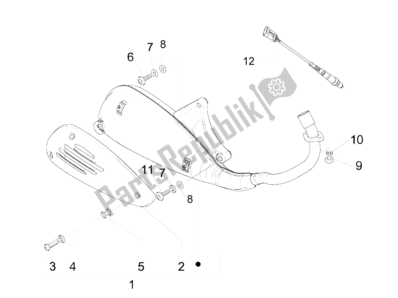 All parts for the Silencer of the Piaggio Liberty 125 4T 2V IE PTT I 2012