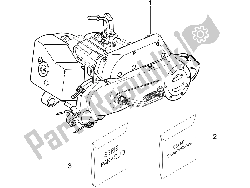 Alle onderdelen voor de Motor Assemblage van de Piaggio Liberty 50 2T Sport 2006