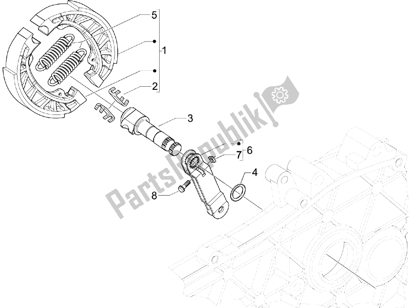 Toutes les pièces pour le Frein Arrière - Mâchoire De Frein du Piaggio Liberty 50 4T PTT D 2014