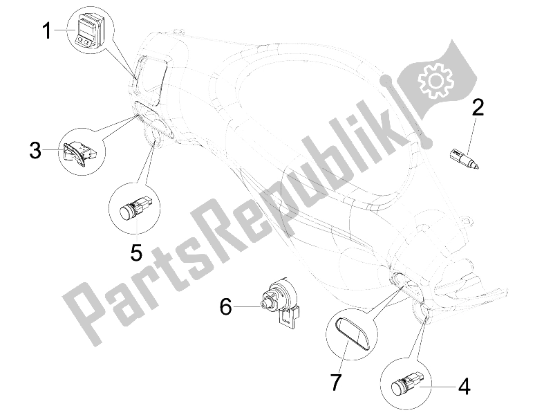 Toutes les pièces pour le Sélecteurs - Interrupteurs - Boutons du Piaggio FLY 150 4T E3 2008