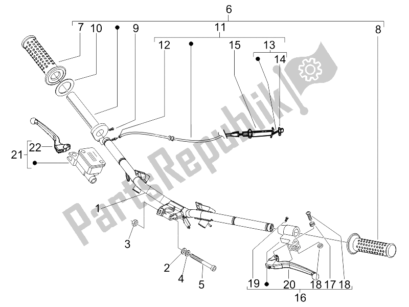 Toutes les pièces pour le Guidon - Master Cil. Du Piaggio FLY 50 4T 2006