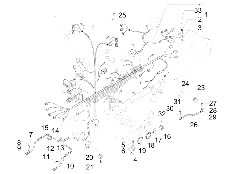 All parts for the Main Cable Harness of the Piaggio MP3 300 4T 4V IE ERL Ibrido 2010