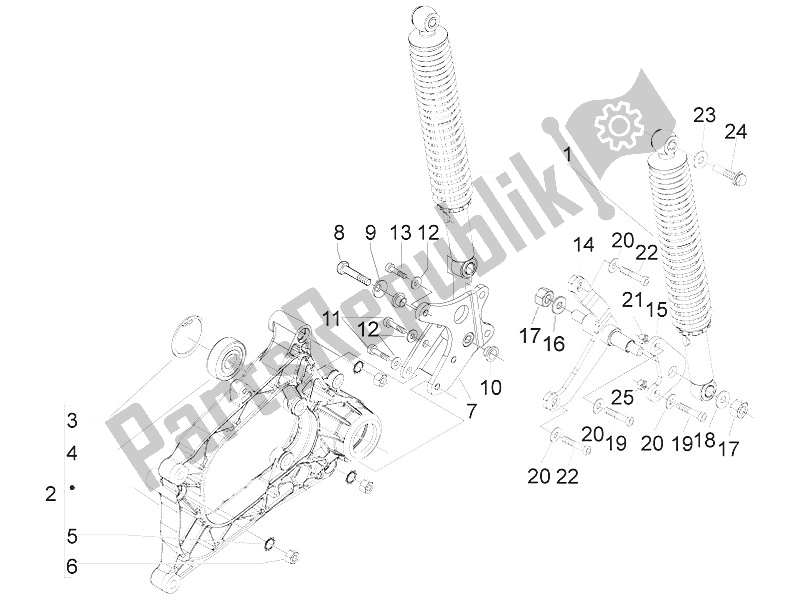 All parts for the Rear Suspension - Shock Absorber/s of the Piaggio MP3 300 IE Touring 2011