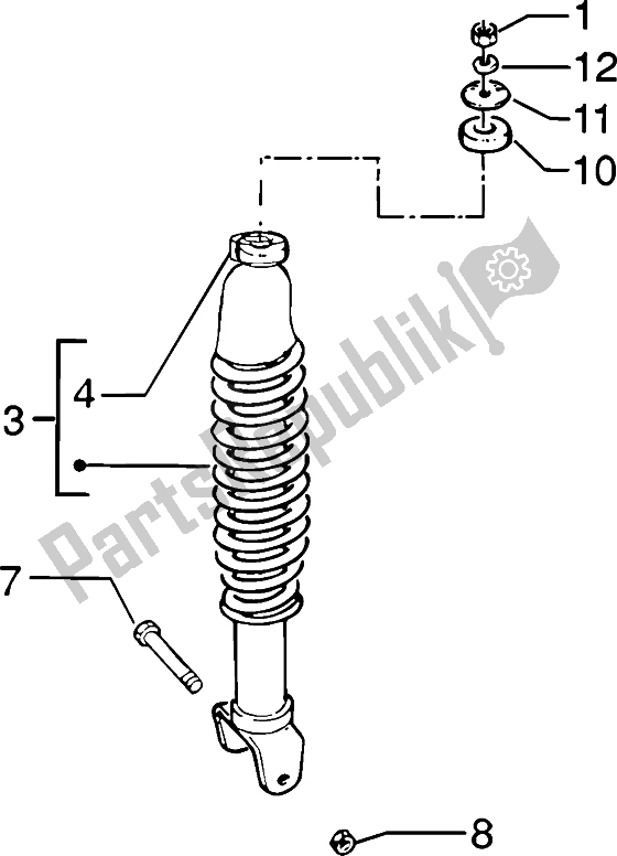 All parts for the Rear Shock Absorber of the Piaggio ZIP SP H2O 50 1998