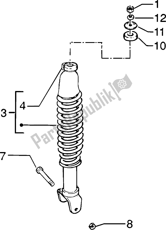 All parts for the Rear Shock Absorber of the Piaggio ZIP SP H2O 50 1998