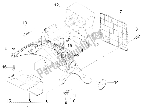 Toutes les pièces pour le Garde-boue Arrière du Piaggio FLY 50 4T 2004