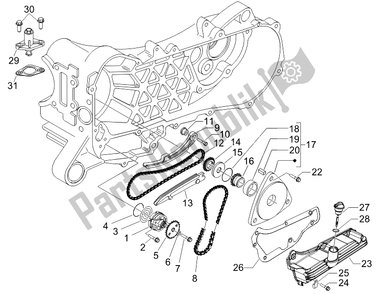 Toutes les pièces pour le La Pompe à Huile du Piaggio Liberty 50 4T PTT 2014