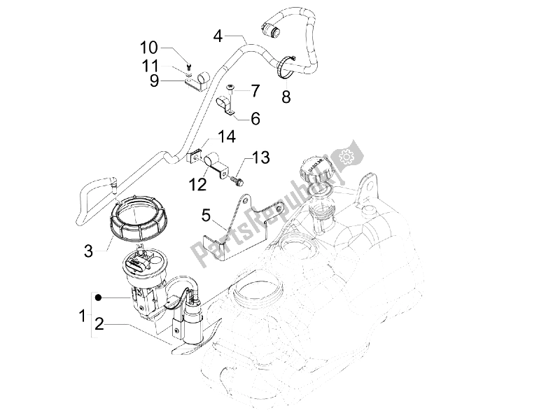 All parts for the Supply System of the Piaggio MP3 400 IE MIC 2008