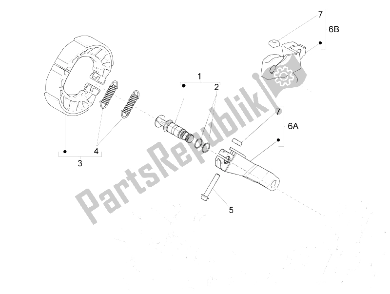 All parts for the Rear Brake - Brake Jaw of the Piaggio Liberty 125 Iget 4T 3V IE ABS EU 2015