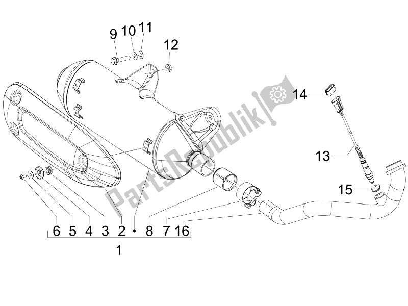 Tutte le parti per il Silenziatore del Piaggio MP3 300 LT Business Sport ABS 2014