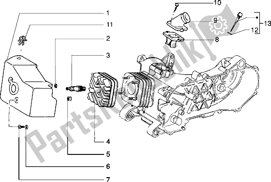 Tutte le parti per il Cappa Di Raffreddamento Della Testa Del Cilindro E Tubo Di Induzione del Piaggio Typhoon 50 XR 2000