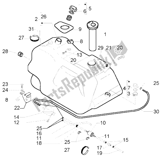 Toutes les pièces pour le Réservoir D'essence du Piaggio X9 250 Evolution 2000