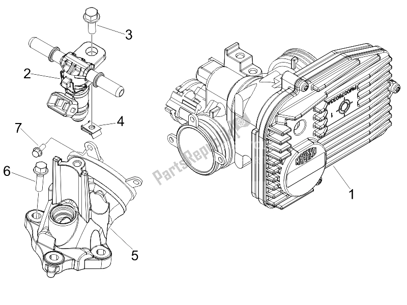 Toutes les pièces pour le Corps De Papillon - Injecteur - Tuyau Union du Piaggio Beverly 400 IE Tourer E3 2008