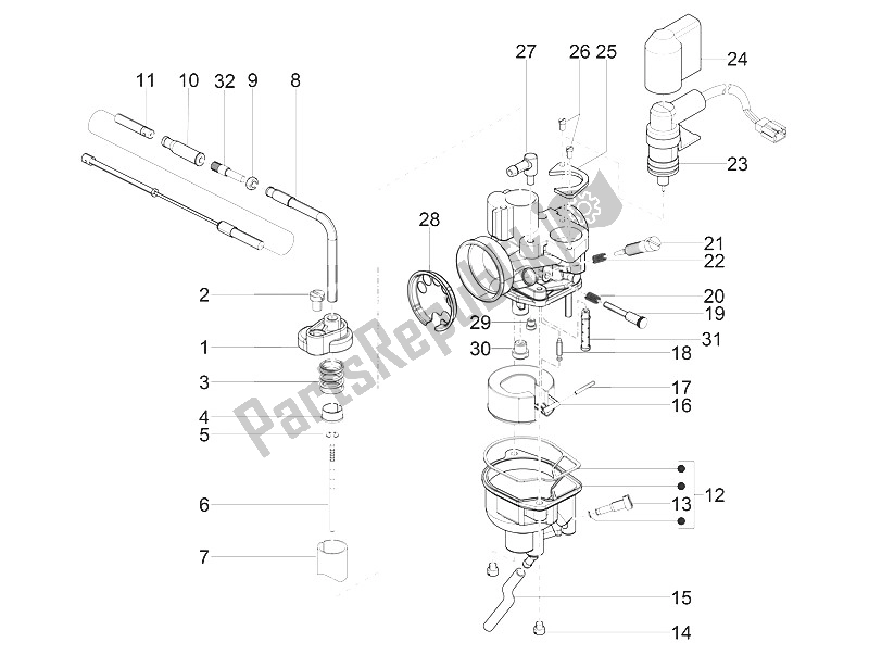 Todas as partes de Componentes Do Carburador do Piaggio NRG Power DD H2O CH 50 2011