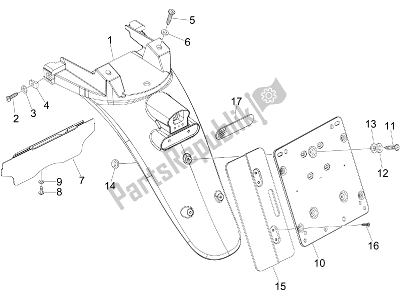 Todas las partes para Cubierta Trasera - Protector Contra Salpicaduras de Piaggio Beverly 250 Tourer E3 2007