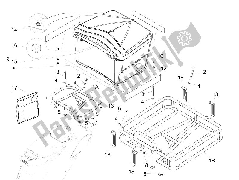 Toutes les pièces pour le Porte-bagages Arrière du Piaggio Liberty 125 4T Delivery E3 2009