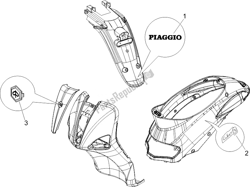 Toutes les pièces pour le Plaques - Emblèmes du Piaggio Liberty 50 2T UK 2007