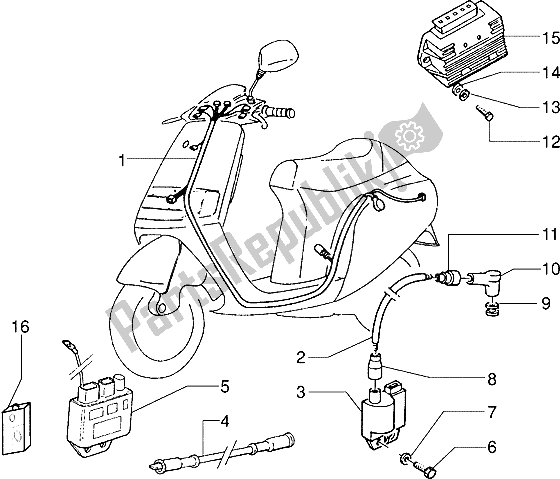 Alle onderdelen voor de Elektrische Toestellen van de Piaggio Skipper 125 1995