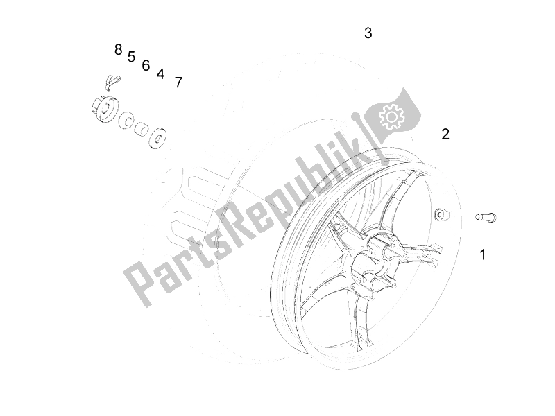 Toutes les pièces pour le Roue Arrière du Piaggio Liberty 125 4T E3 2006
