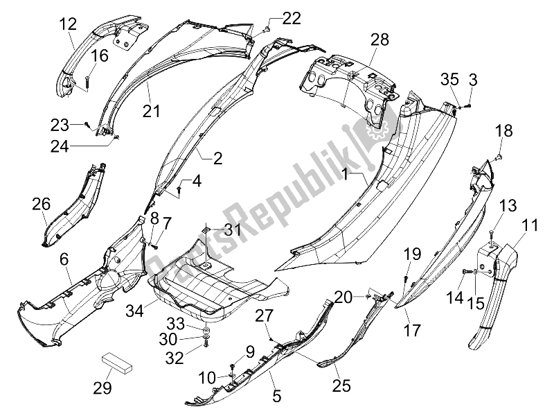 All parts for the Chu? P B? N - T? M Cha? N of the Piaggio MP3 400 IE LT Sport 2008