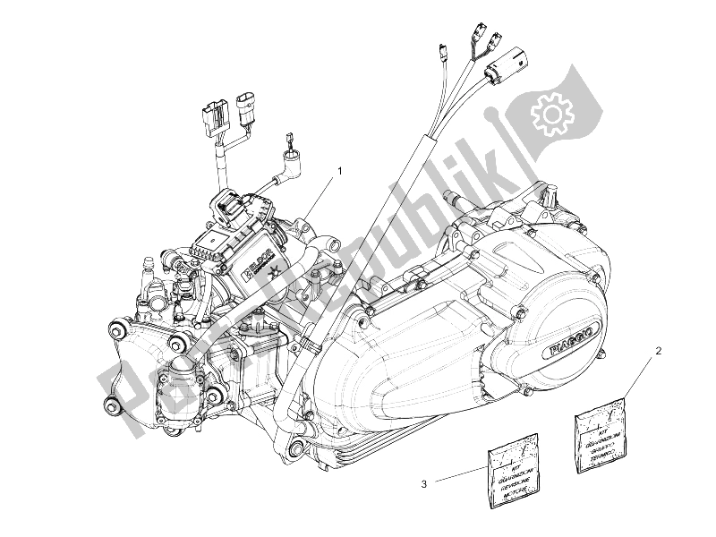 Tutte le parti per il Motore, Assemblaggio del Piaggio MP3 300 4T 4V IE LT Ibrido 2010