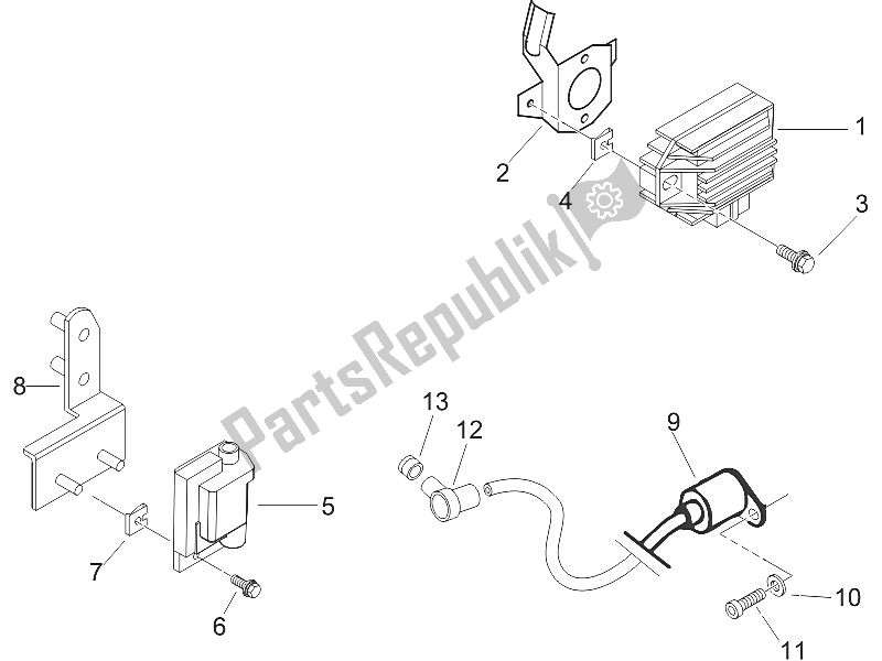 Wszystkie części do Regulatory Napi? Cia - Elektroniczne Jednostki Steruj? Ce (ecu) - H. T. Cewka Piaggio Liberty 150 4T 2V E3 PTT Libanon Israel 2011