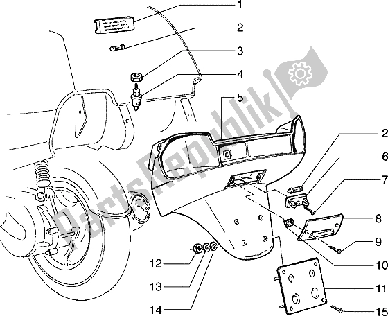 All parts for the Licence Plate Holder And Case Compartment Lamp of the Piaggio Hexagon 125 1996